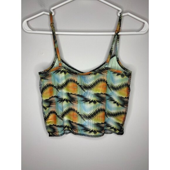 FOREVER 21 NEW Sheer Knit Top Cami Womens M Multicolor Cropped Spaghetti Strap - Picture 4 of 7